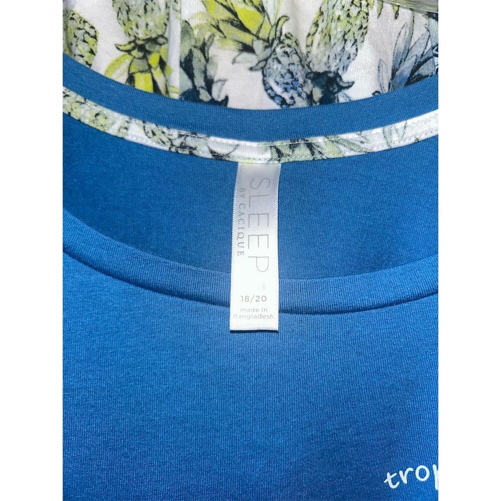Cacique Women's Plus Size 18/20 Pajama Set Pineapple Graphic Print Blue - Picture 4 of 7